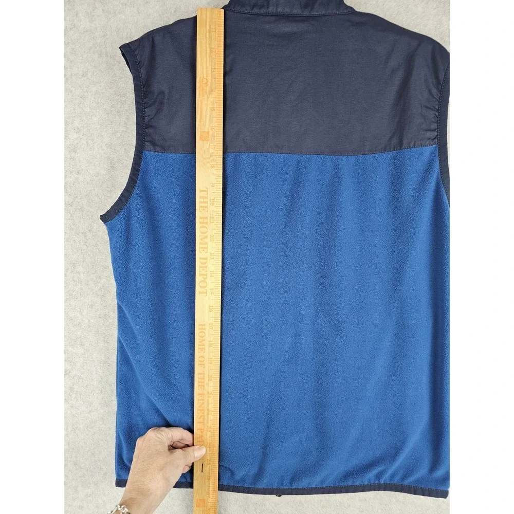 Southern Tide Vest Mens Medium Blue Navy Fleece Full Zip Nylon Yoke Outdoor